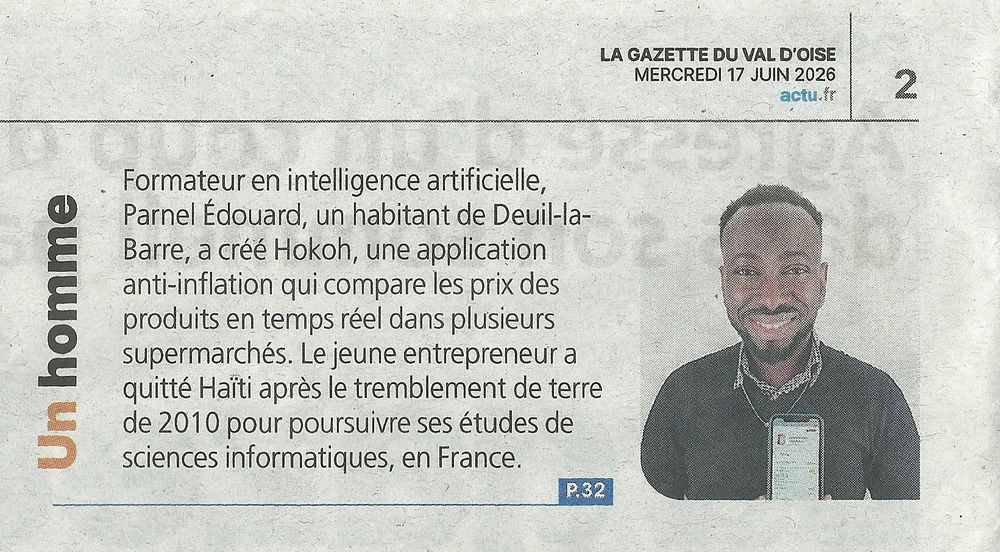 La Gazette du Val-d'Oise — « Un homme » qui a créé Hokoh, l'application anti-inflation